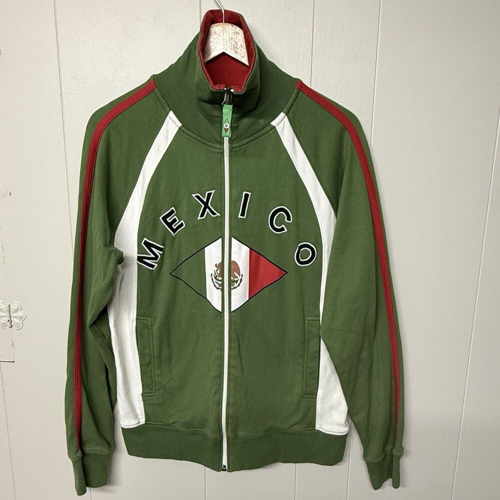 Mexico #9 Soccer Track Jacket Retro Full Zip Cotton Jan Paulsen Green Men M GUC